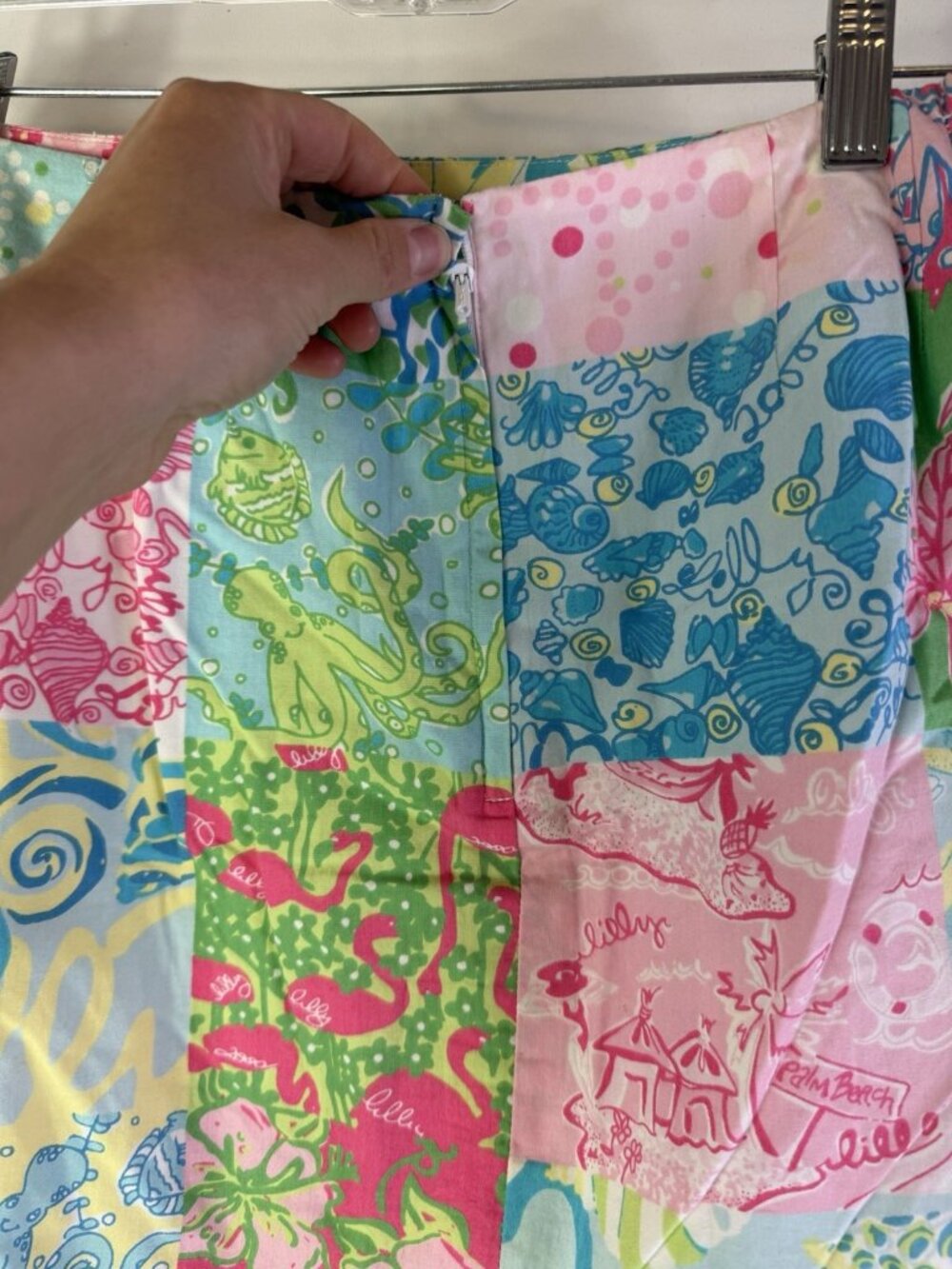 Vintage 90s Lilly Pulitzer Rainbow Patchwork Mini Skirt Vacation Resort - Picture 6 of 7